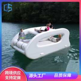 新款水上充气游艇充气船休闲船景区露营观光船橡皮艇水上浮台气船