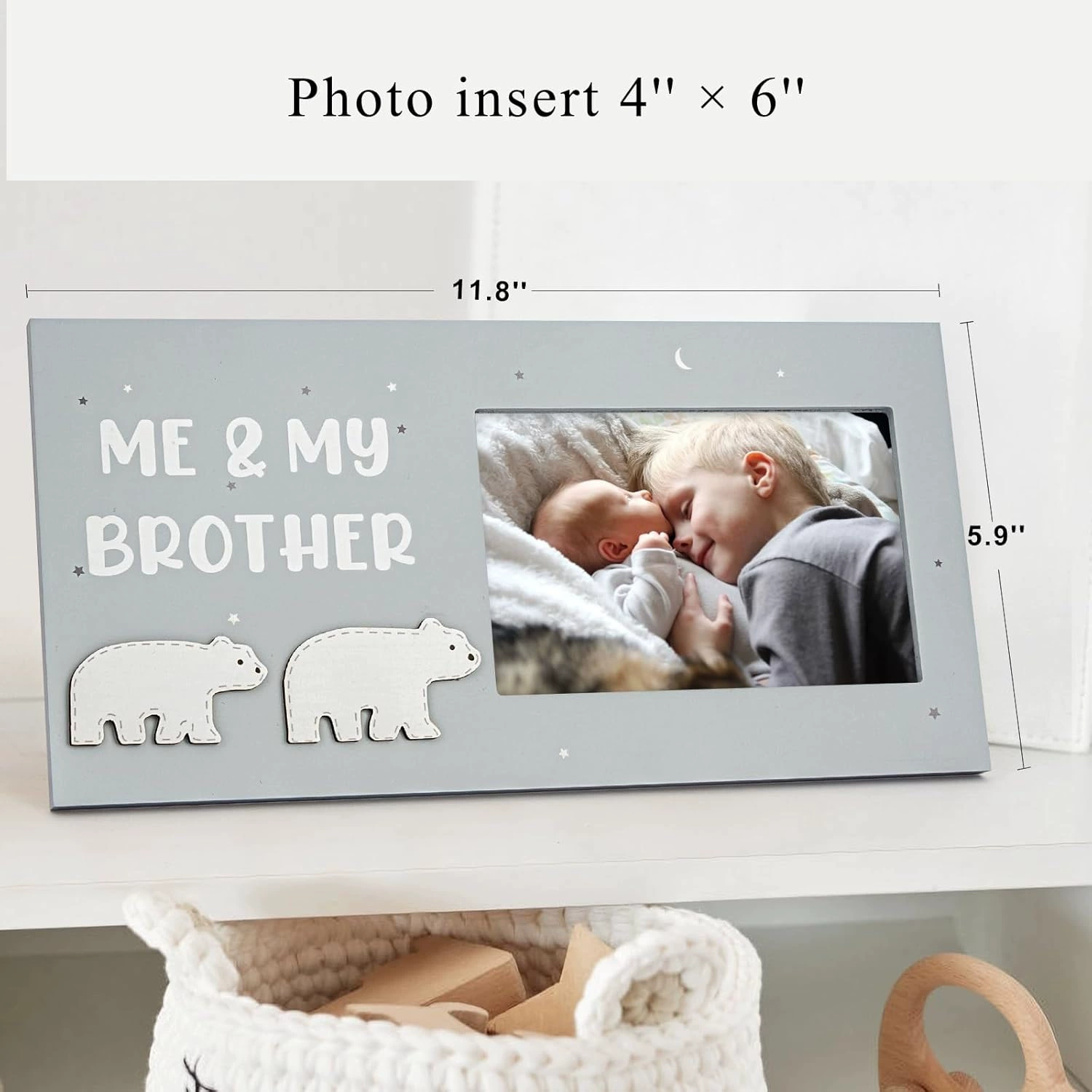 Трансграничная деревянная фоторамка с белым медведем, сувенирная рамка для брата и сестры, семейная настольная фоторамка для украшения интерьера