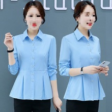 白衬衫女长袖雪纺衫秋装新款韩版修身显瘦百搭洋气大码女衬衣