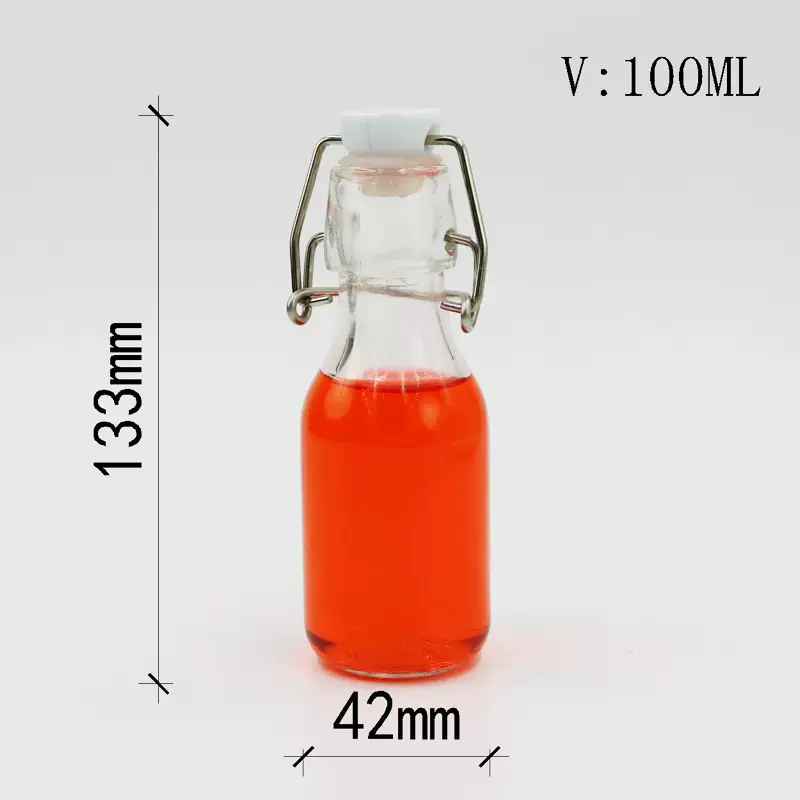 圆形100ml卡扣玻璃瓶120g摇摆盖乐扣密封饮料瓶小酒瓶高白料玻璃