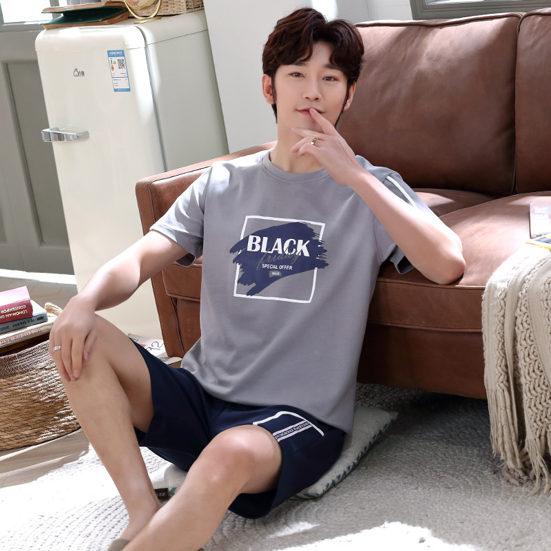 Pijamas de los hombres de verano de algodón de manga corta casual de verano pijamas de los hombres delgados más el tamaño de verano traje de desgaste para el hogar se puede usar fuera