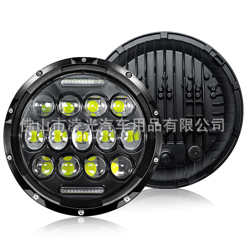 7inch Harley Wrangler Headlight 13-Bead 75W with Lens Motorcycle Off-Road Vehicle Headlight Cross-Border Factory Direct Sale