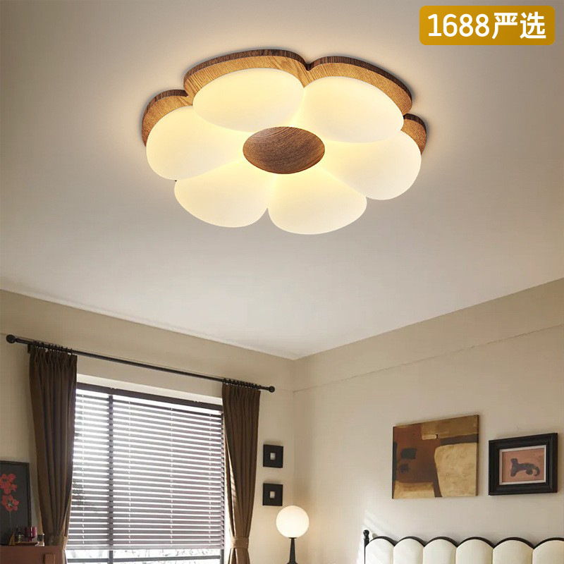 [Estrictamente seleccionado] Habitación de lámpara de techo de flores creativas de estilo antiguo, habitación de niños retro francés, LED de espectro completo cálido