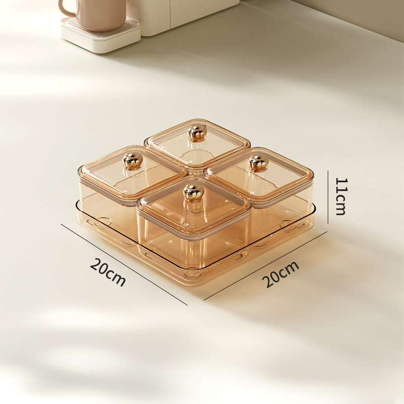 Platos de frutas secas de lujo ligero, productos de año nuevo sellados a prueba de humedad, divididos en cuadrículas, mesas de café de Sala de estar de gran capacidad, bocadillos, dulces y cajas de almacenamiento