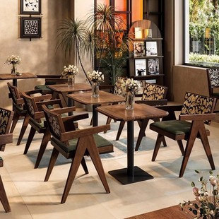 High-End Milk Tea Shop Restaurant Tables and Chairs Bar Booth Sofa Industrial Style Chair Dining Chair Japanese Restaurant Combination Cafe