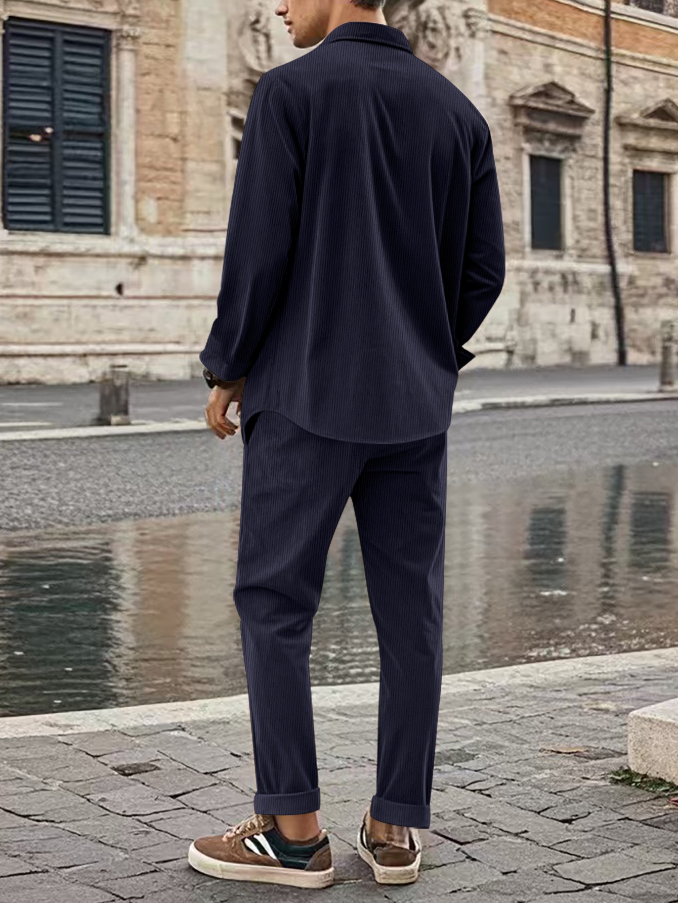 Completo uomo camicia e pantaloni in velluto a coste autunno_voghion.com