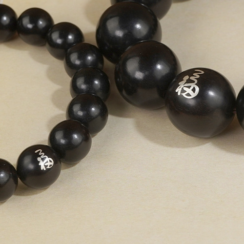 Live broadcast high-end drainage model ebony inlaid with silver pieces, men's toy bracelet with the word 