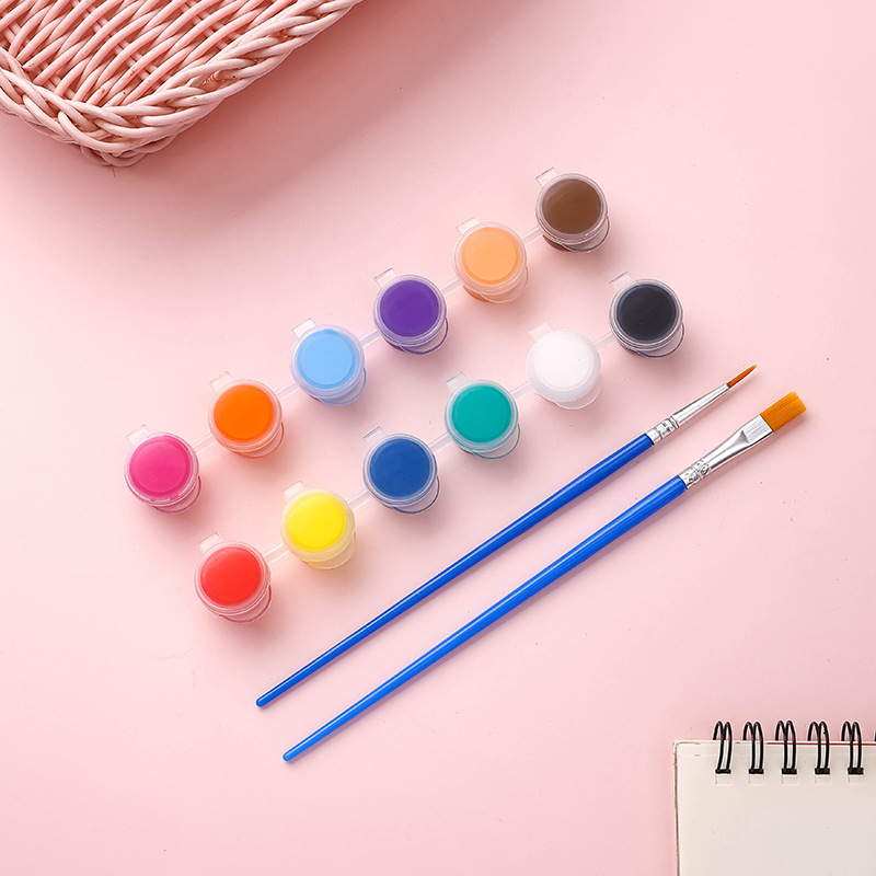 3ml Akrilik Boya Kalemi 12 Renk Bağlı Boya Fırça Seti Çocuk DIY Karalamalar Uçurtma Maske Boyama Boyası