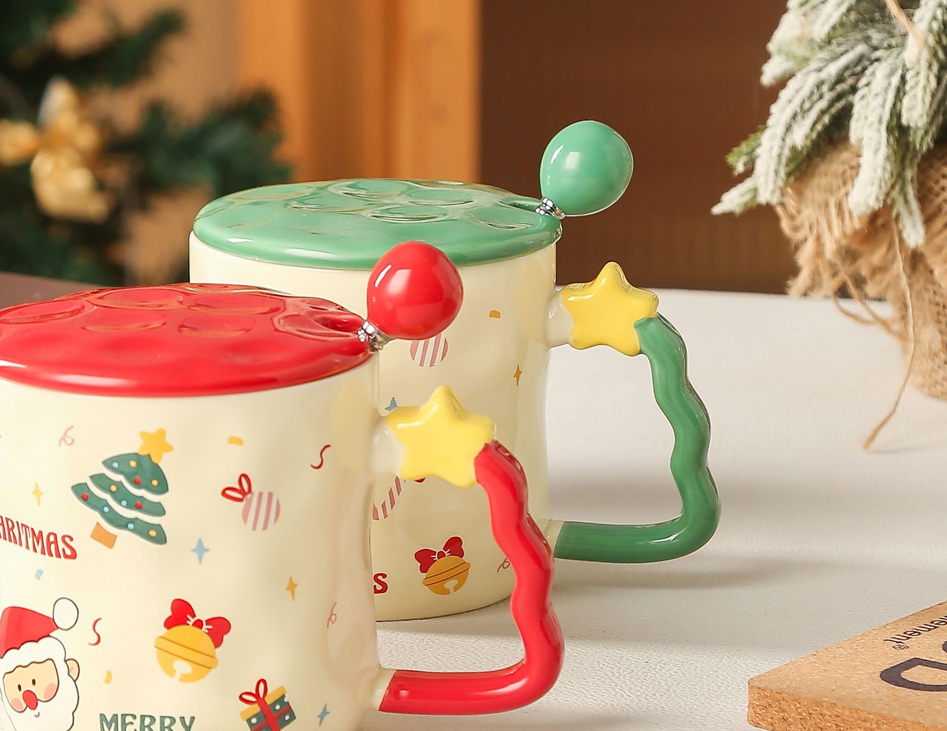 Casual, Vacation Style Christmas Casual Vacation Cartoon White Porcelain Water Bottles 1 Piece