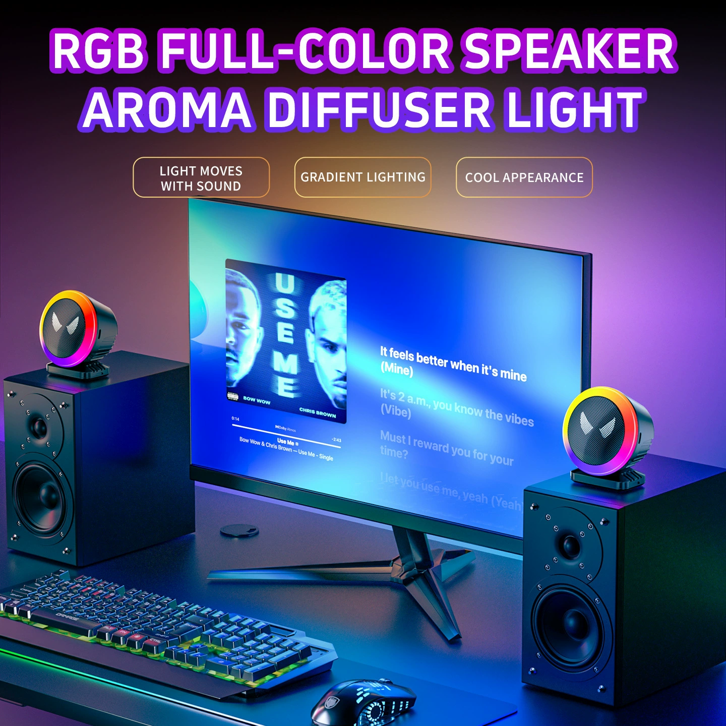 Rhythm light, aromatherapy, lights, creative LED laptop, (Cross-border trading)
