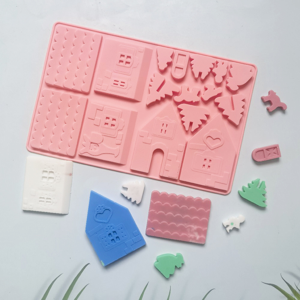 Bloques de construcción de navidad 246 molde de silicona pastel helado pudín molde de postre jabón utensilios