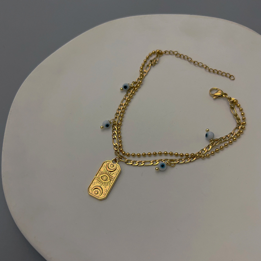 Fashion Devilu0027S Eye Stainless Steel Layered Plating Bracelets 1 Piece