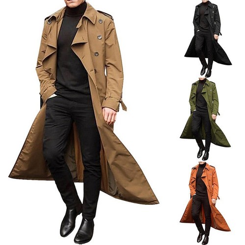 Men's Long-Style Windbreaker Fashion Casual Outerwear for Independent Stations in Europe and America