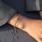 欧美饰品设计感双层叠戴兔子桃心爱心吊坠手链女钛钢18K金手饰