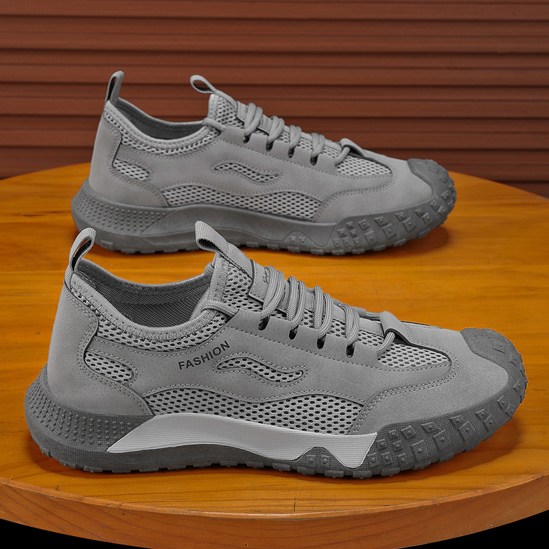 Zapatos de seguro laboral, zapatos de hombre, malla transpirable de verano, zapatos de red huecos, zapatos deportivos, zapatos de trabajo al aire libre de ocio antideslizantes y resistentes al desgaste