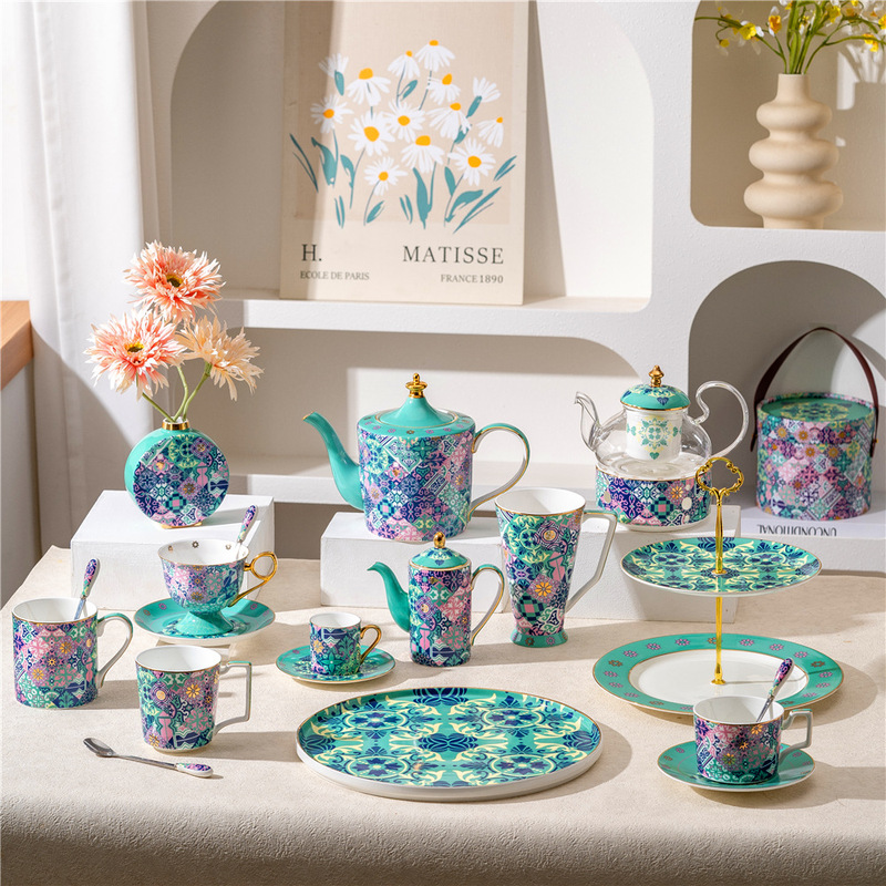 Moroccan Style Digi Garden Series Bone China Coffee Cup Coffee Set Afternoon Tea Flower Tea Set Water Set Coffee Pot Moroccan Style Digi Garden Series Bone China Coffee Cup Coffee Set Afternoon Tea Flower Tea Set Water Set Coffee Pot