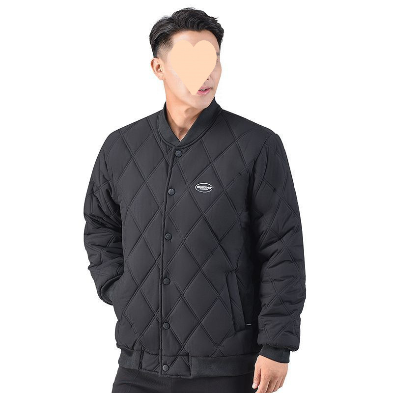 겨울 새로운 중년 남성용 코튼 패딩 의류 야구 칼라 코튼 패딩 재킷 경량 탑 마름모꼴 두꺼운 느슨한 노인 재킷