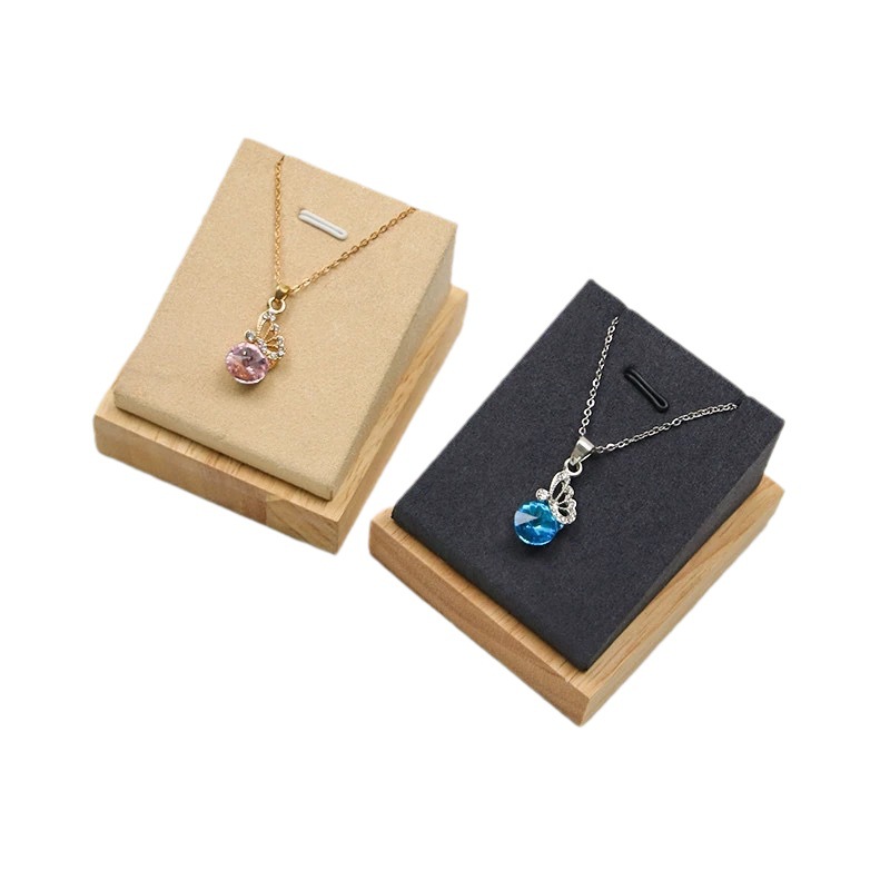 实木超纤绒布项链展示座 戒指吊坠托  柜台饰品陈列收纳道具批发