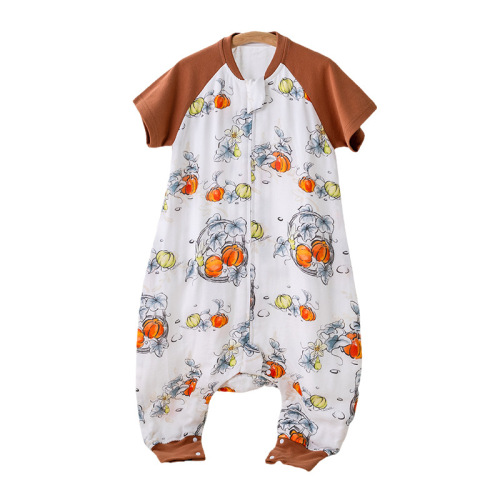 Children's Summer Bamboo Cotton Gauze Sleeping Bag, Baby Kick-Proof Blanket, Baby Leg-Opening Cartoon One-Piece Suit, Universal for All Seasons