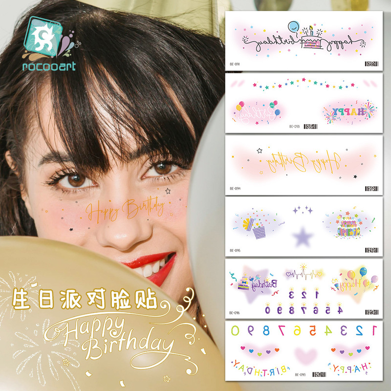 Ruikalong's New Colorful Sweet Girl Makeup Tattoo Stickers for Face, Birthday Party Photos, Long-Lasting Arm Stickers