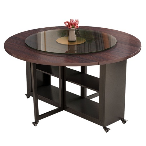 jgz折叠桌子餐桌家用小户型多功能圆形移动吃饭桌子简约储物客厅