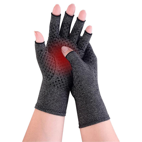 New half-finger pressure gloves, sports fitness training gloves, breathable hemp gray hand back style dotted gloves Amazon