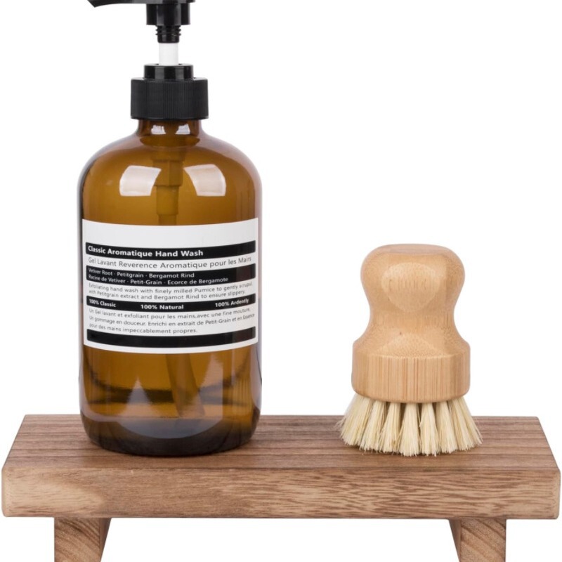 Small Wooden Pallet Base Stand Farmhouse Bathroom Decoration Wooden Kitchen Soap Dish Rack Dressing Table Counter Sink