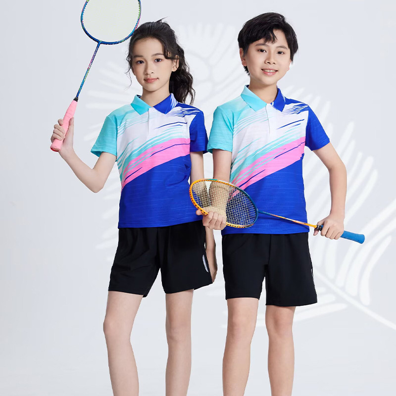 Children's Badminton Suit, Men's and Women's Sports Polo Training Suit, Quick-Drying Suit, Team Uniform, Couple Table Tennis Tennis Suit