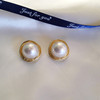 Retro accessory, earrings from pearl, silver needle, Korean style, simple and elegant design, silver 925 sample, wholesale