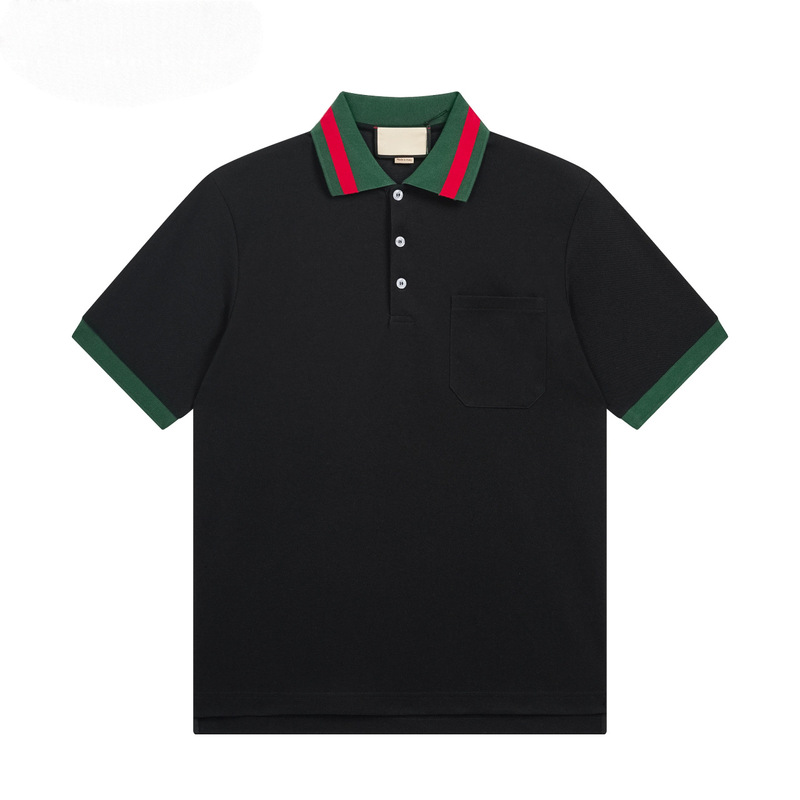 Ins European Station Summer New Pocket Embroidery Small Letter Polo Shirt for Men and Women Business Commute Pocket Short Sleeve T-Shirt