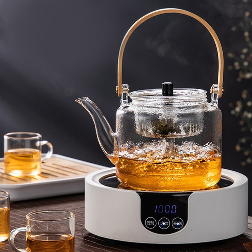 Teapot glossy hammered glass with heating induction cooker tea steamer home office health care stove teapot