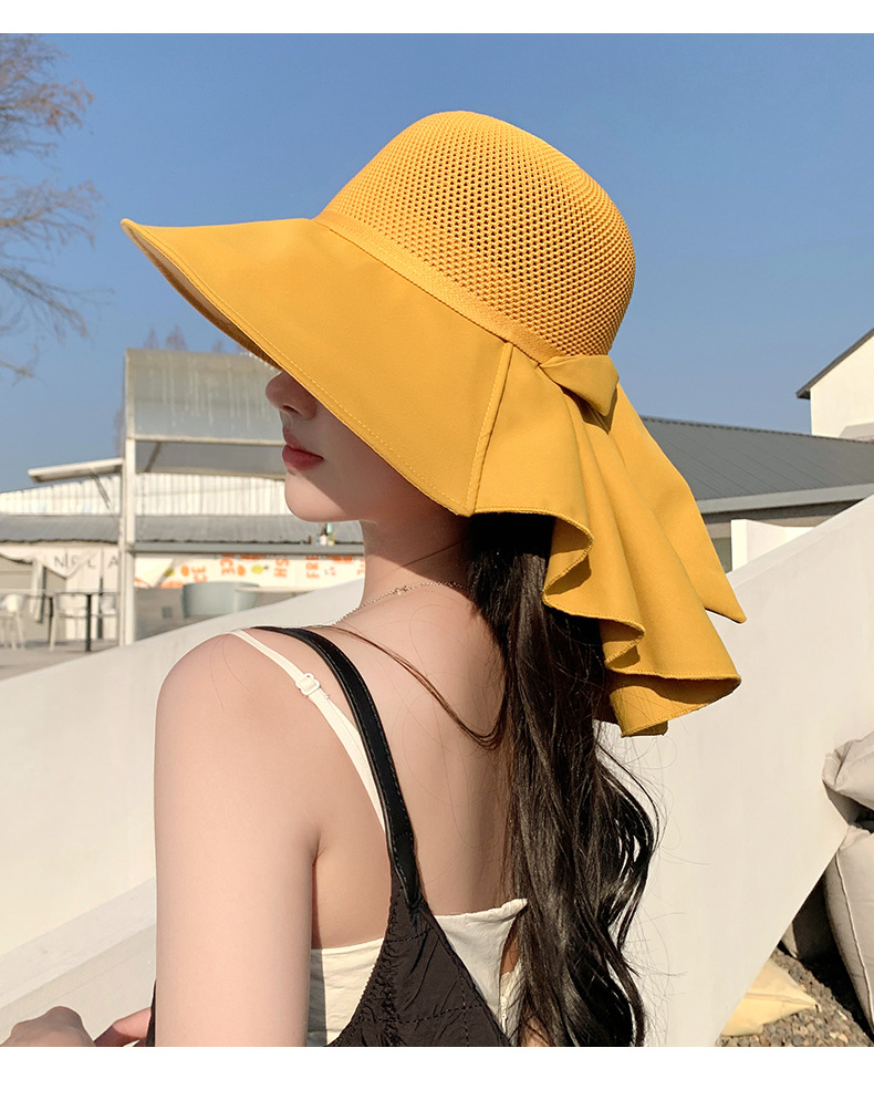 2024 Chapeau de Protection Solaire pour Femmes Protection UV Printemps Nouveau Chapeau de Protection Solaire en Caoutchouc Noir avec Large Bord Chapeau de Pêcheur Tourisme Chapeau d'été Marée_voghion.com