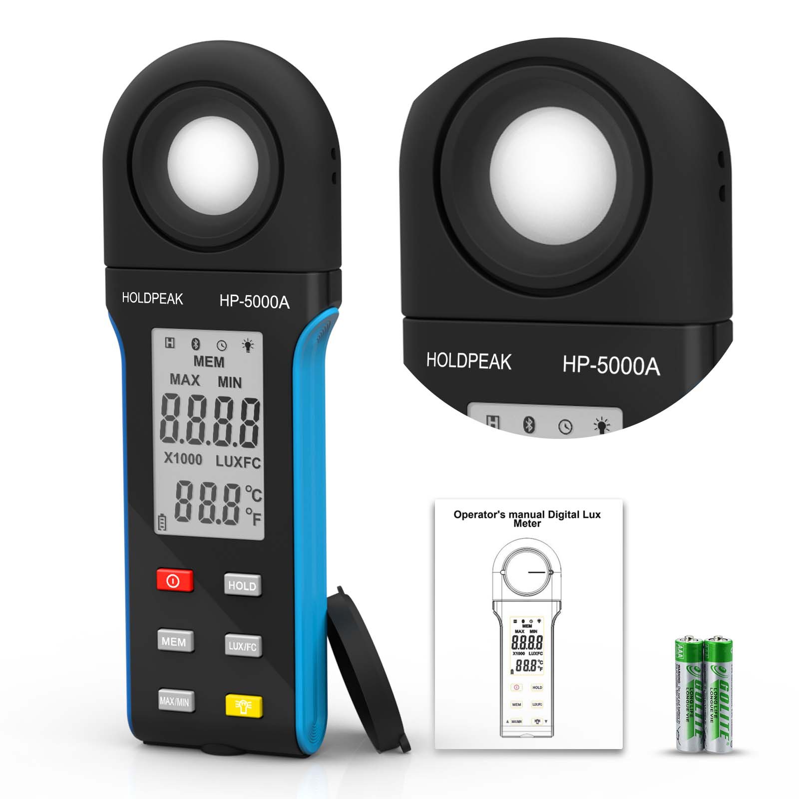 华普HP-5000A多功能新型数字照度计光度让进高精度流明测试仪温度