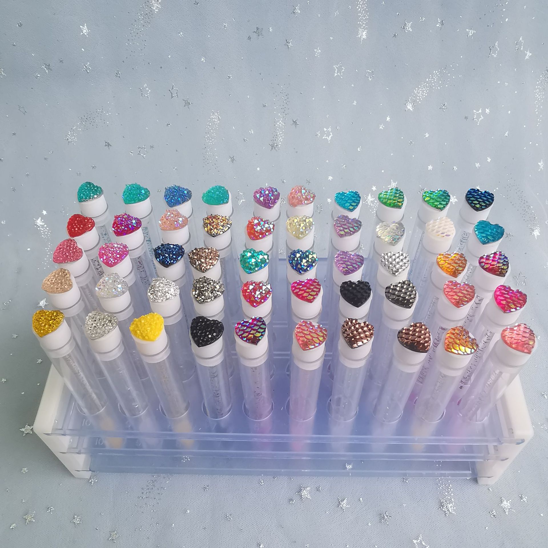 多款心形钻管筒睫毛刷试管刷透明管装睫毛刷可替换多色跨境批发