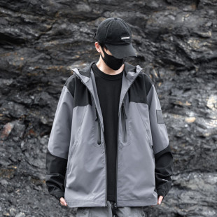 New Outdoor Sports and Leisure Windbreaker Windproof and Waterproof Hooded Jacket Suitable for Northern Faceted Embroidered Logo Single Jacket 8898