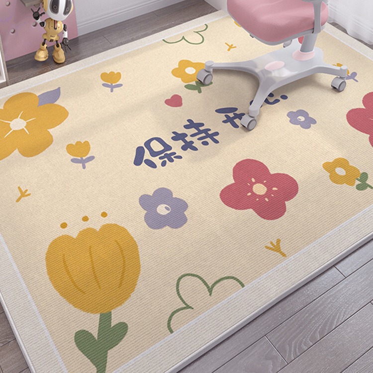Children's Room Desk with Full Carpet, Study Chair, Living Room Girl's Bedroom Bedside Swivel Chair Mat, Special for Children's Room
