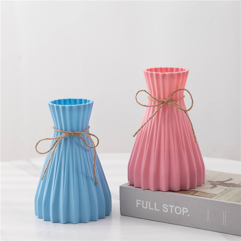 Simple Modern Vase Creative Hemp Rope Origami Vase Living Room Dining Table Ornaments Decorative Vase Plastic Flower Pot Wholesale