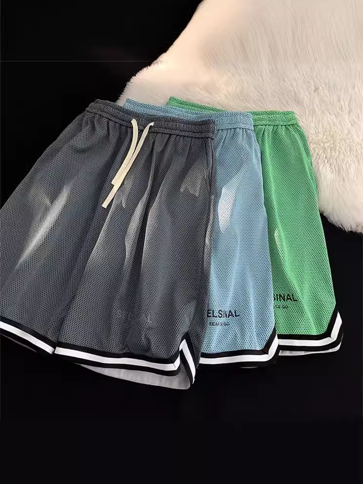 Pantalones deportivos de baloncesto de gran tamaño de la calle americana pantalones cortos casuales de pierna ancha de verano para hombres pantalones rectos sueltos