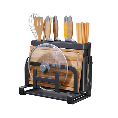厨房刀架置物架菜刀架子放砧板锅盖菜板筷子刀具收纳架一体筷子笼