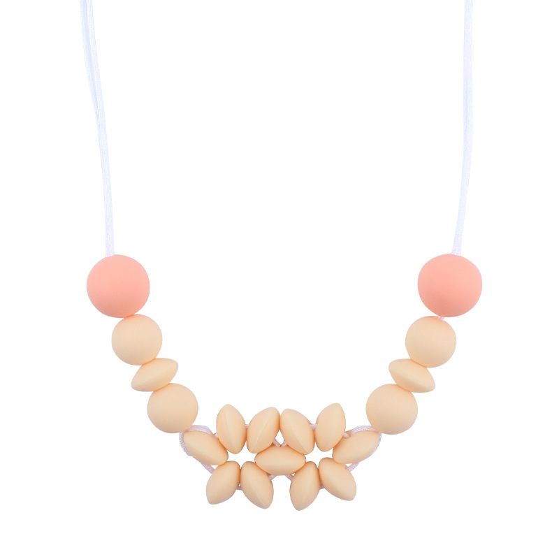 Suministros de bebé collar de flores de dibujos animados bebé creativo cuentas de silicona mordedura molar COLLAR COLGANTE hecho a mano