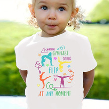 时尚夏季T恤女童款gymnast flip at any 印花  东南亚外贸批发