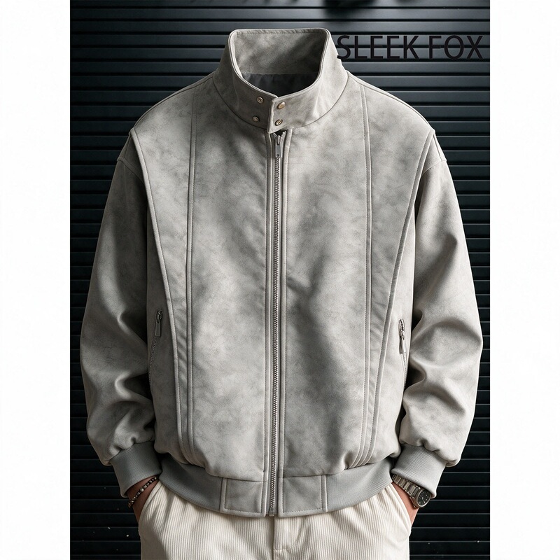 Spring, Autumn, Winter Jacket 2026 Men's Pilot PU Leather Jacket, Stylish Matte Tie-Dye American Style Clothing
