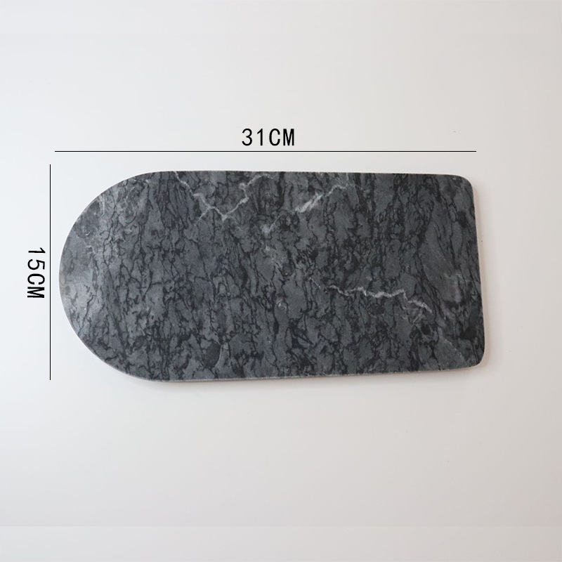 Bandeja de mármol natural semi-ovalada bandeja de almacenamiento cosméticos accesorios de tiro decoración suave del hogar