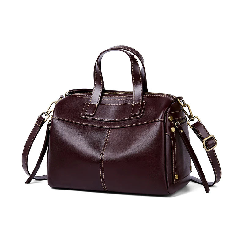 Genuine Leather Bag 2026 New Fashion Large Capacity Commuter Handbag Boston Shoulder Crossbody Bag Casual Women's Bag - Thumbnail 5