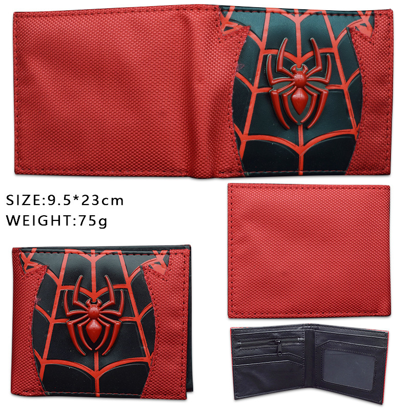 Héroe de la historieta parche de metal cartera anime periférica Araña Monedero Cartera