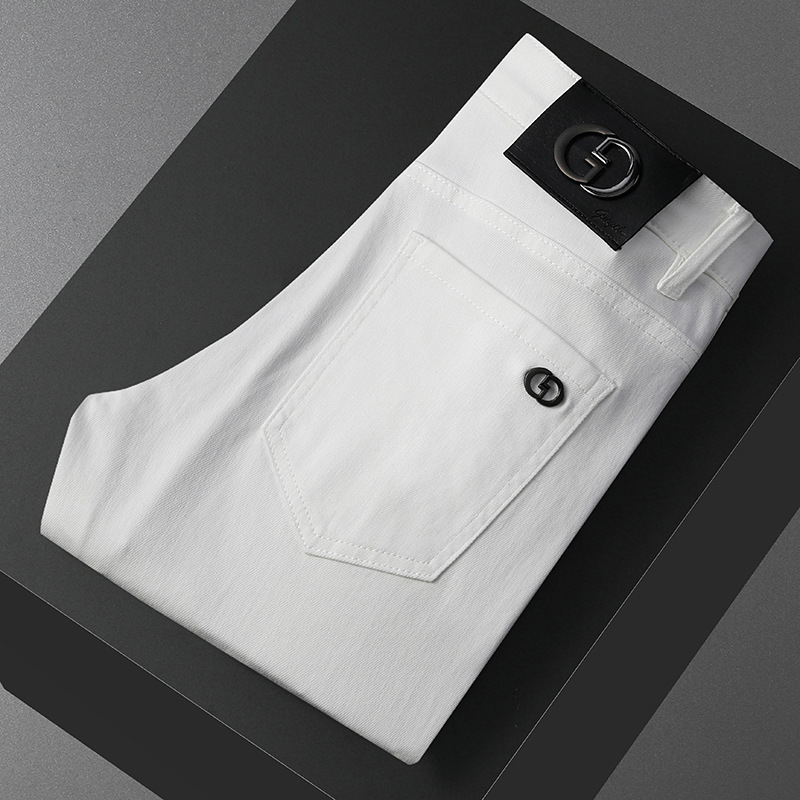 Spring and Summer 2025 New White Three-proof Jeans Small Straight Light Luxury Casual Pants Black Anti-fading Cropped Pants