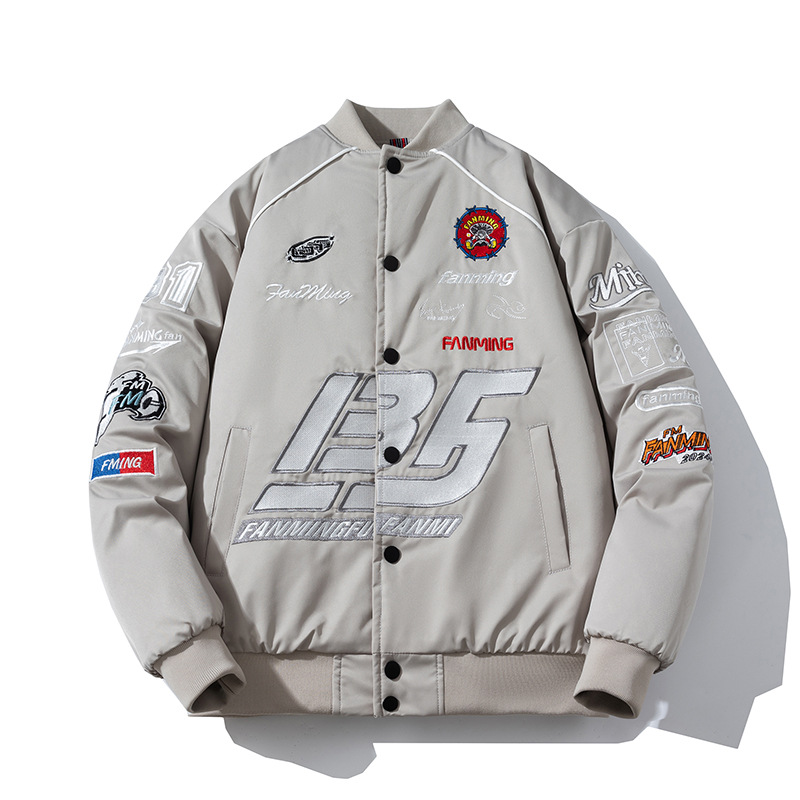 Men's Clothing Autumn and winter retro embroidered baseball jacket men's motorcycle clothing brand drop shoulder handsome couple flight jacket_viptrois.com