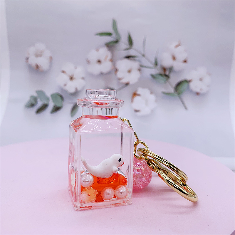 Instagram cute ocean doll into oil liquid key chain girl heart drifting sand bottle perfume bottle pendant