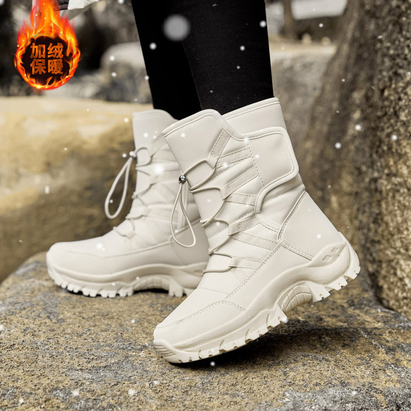 Botas de nieve al aire libre del noreste para mujer tubo medio más terciopelo grueso zapatos de esquí Xuexiang montaña Changbai zapatos Harbin piel y piel