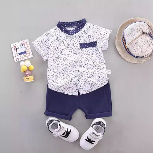 Cross-border children's clothing original factory wholesale summer Korean style thin baby and children set cartoon trendy casual two-piece set